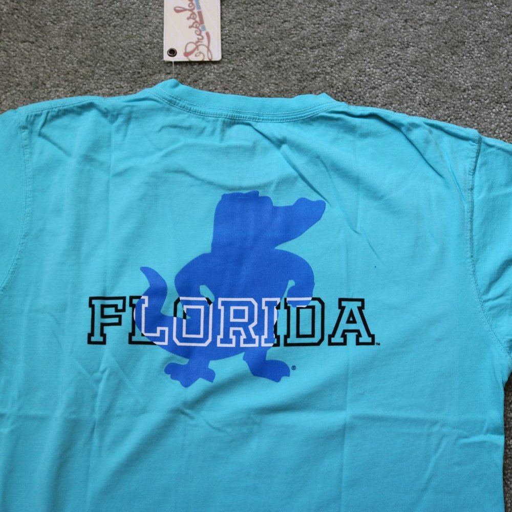Women's Light Blue Florida Gators Pocket T-Shirt